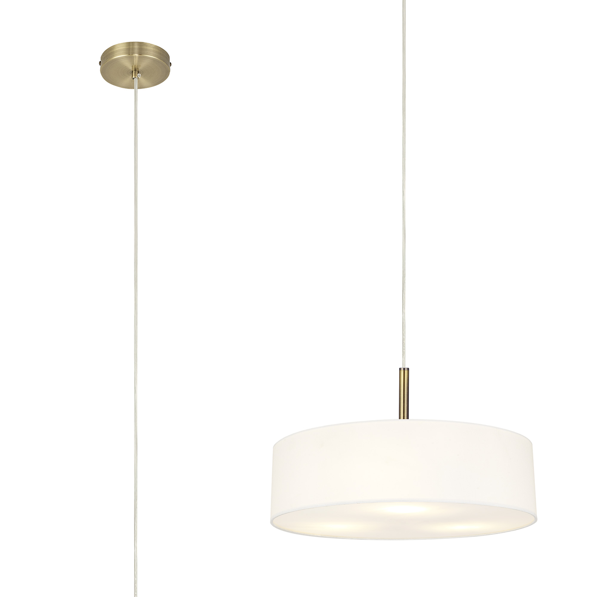 DK0751  Baymont 45cm 5 Light Pendant Antique Brass, White